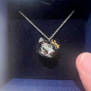 Swarovski Hello Kitty Smoky Crystal Pendant Necklace w Box Warranty Card Sanrio